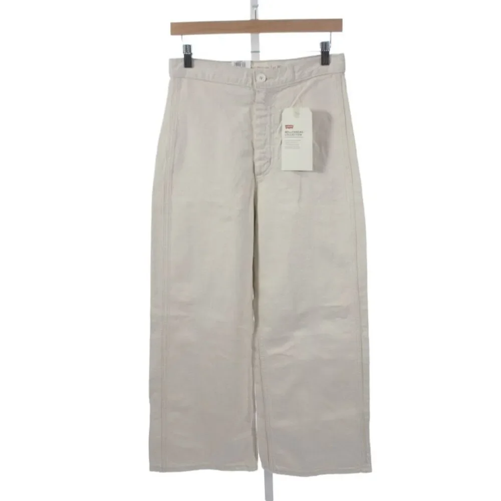 Levis Womens Cropped High Rise Beige Cotton Pants Size 27